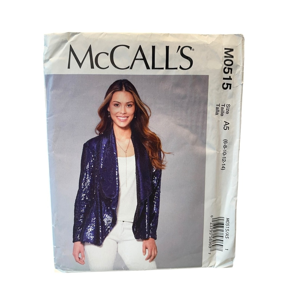 McCall's Jacket Sewing Pattern Misses Size 6-14 M0515 Unlined Knit Toggle Zip